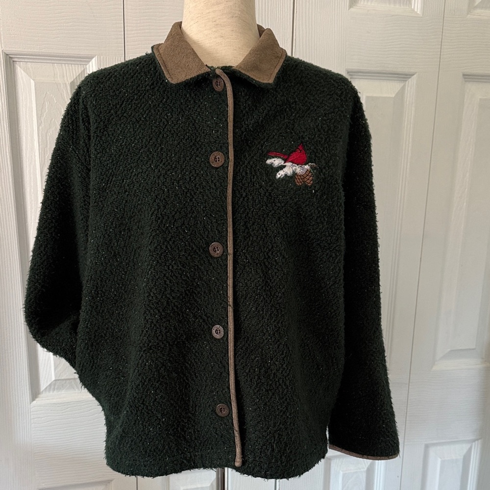 Vintage Artisans Button Up Cardigan Sweater Cardinal Made in USA Sz M